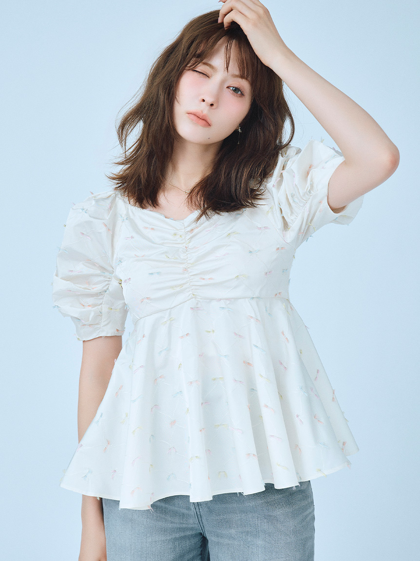 リボンジャガードチュニック(ブラウス・シャツ)｜TOPS（トップス
