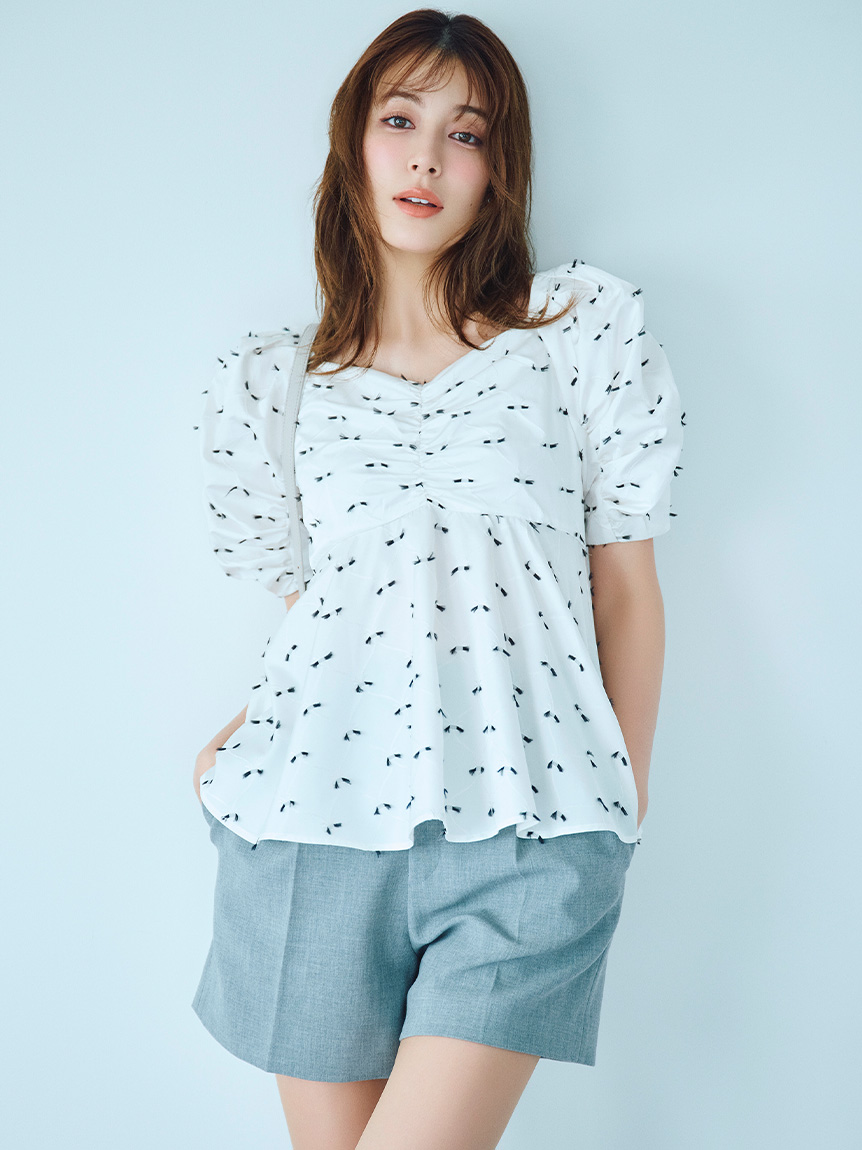 リボンジャガードチュニック(ブラウス・シャツ)｜TOPS（トップス
