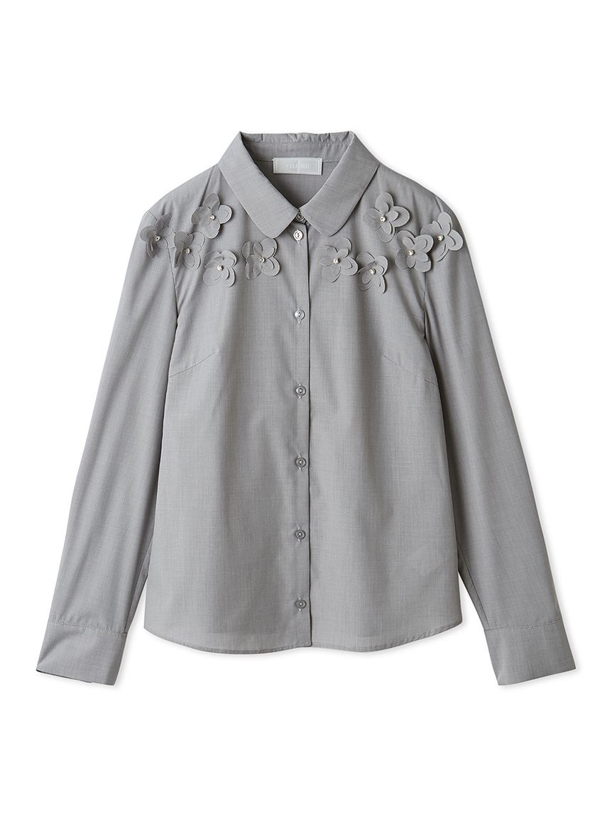 洗える】フローラルビジューデコレートシャツ(ブラウス・シャツ)｜TOPS