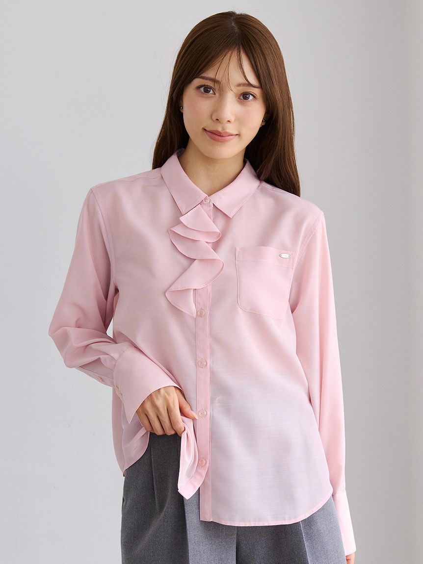洗える】アシメフリルシャツ(ブラウス・シャツ)｜TOPS（トップス
