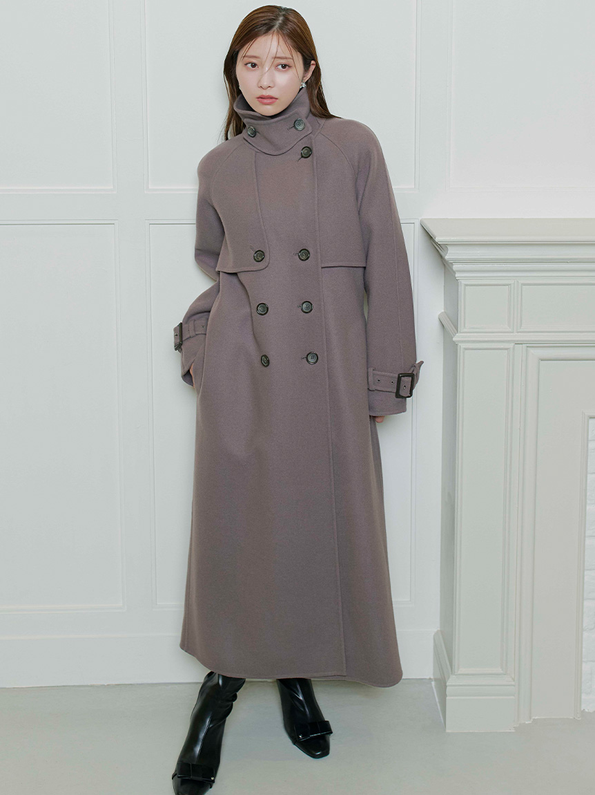 ウール混ロングトレンチコート(コート)｜OUTER（アウター