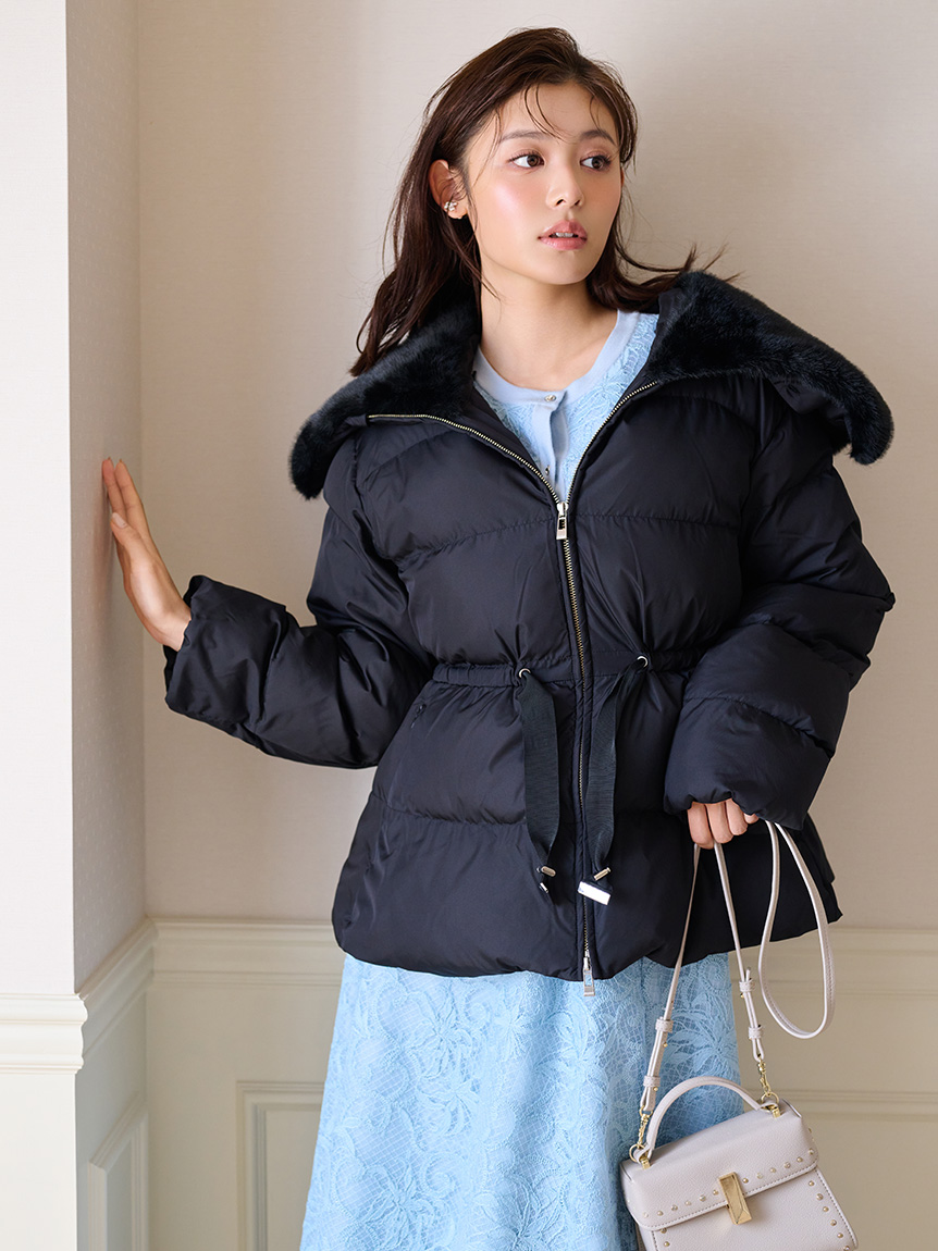 撥水加工】ファー襟付きキルティングショートコート(コート)｜OUTER