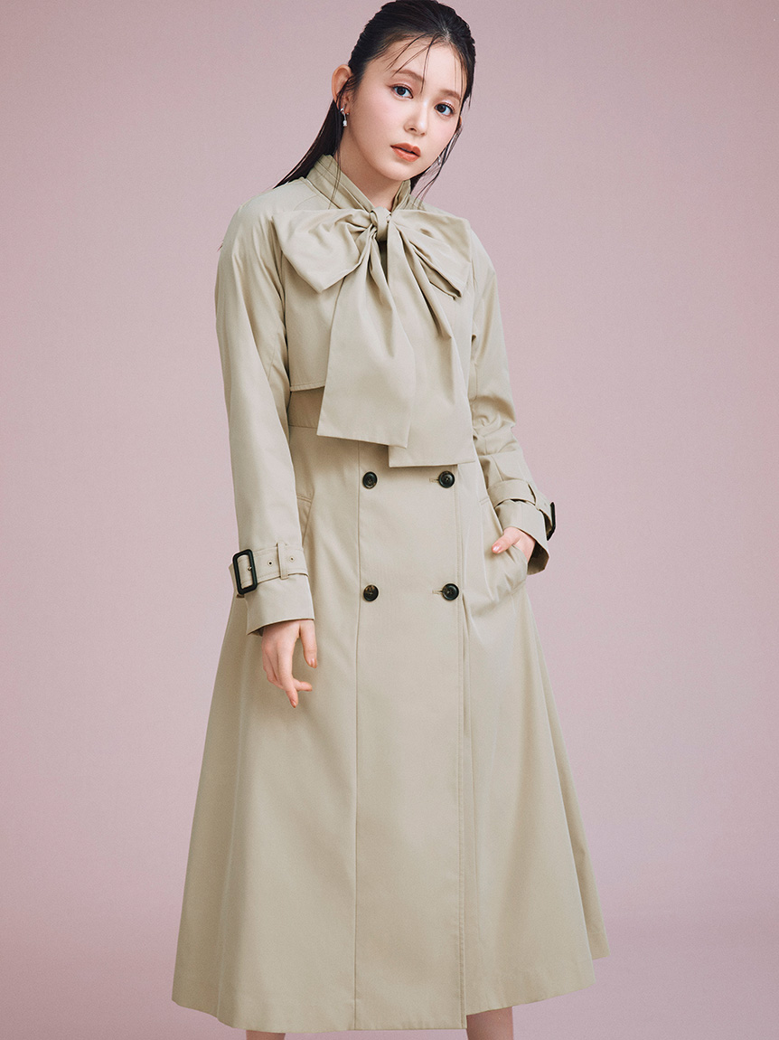美品☆セルフォード トレンチコート 撥水加工 リモンタ社 ベルト ロング丈 撥水】リボン付きトレンチコート(コート)｜OUTER（アウター）｜CELFORD