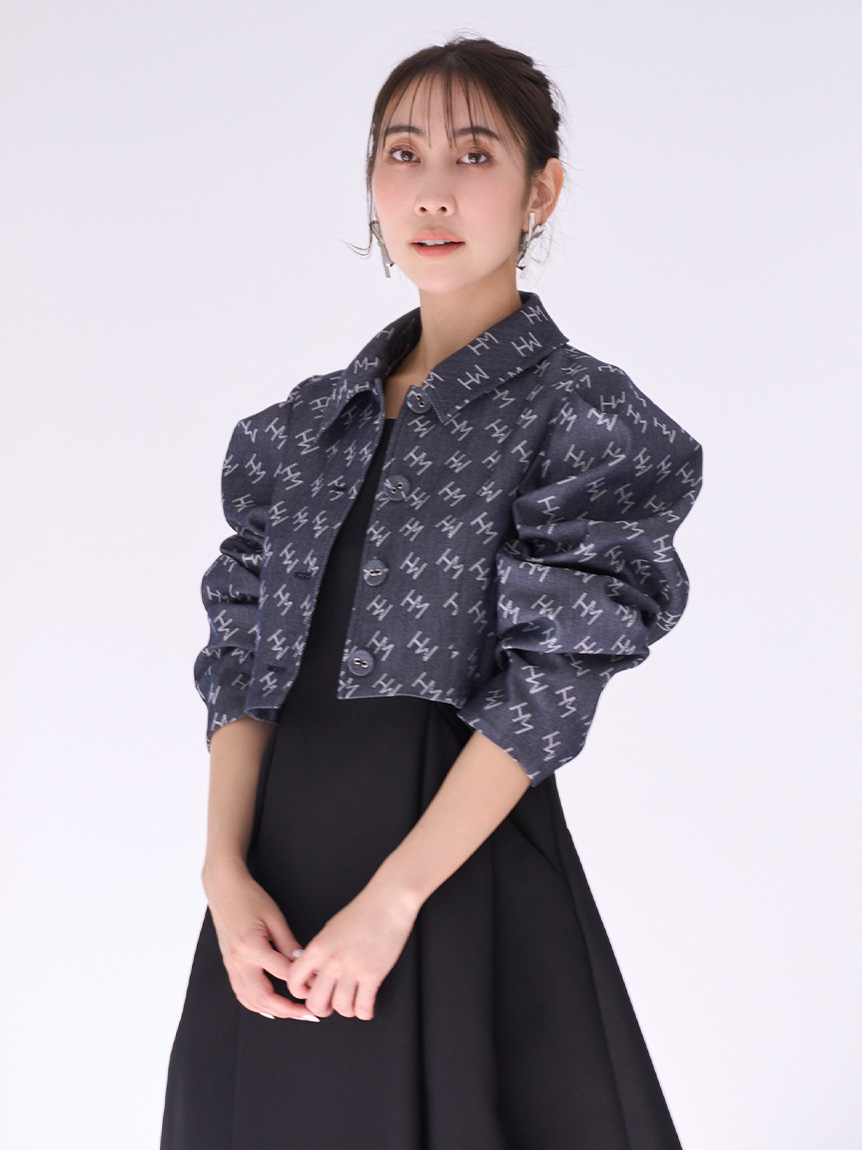 【3万円】HANAE MORI ベロア　フリルパイピング デザインジャケット