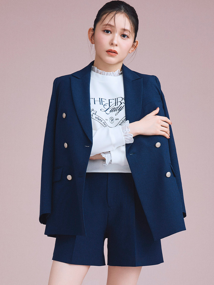 セットアップ対応】ダブルブレストテーラードジャケット(ジャケット