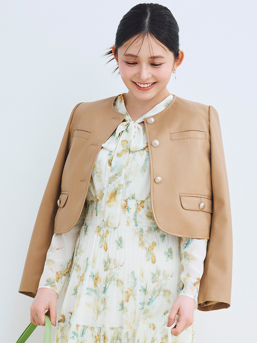 レザーライクショートジャケット(ジャケット・ブルゾン)｜OUTER