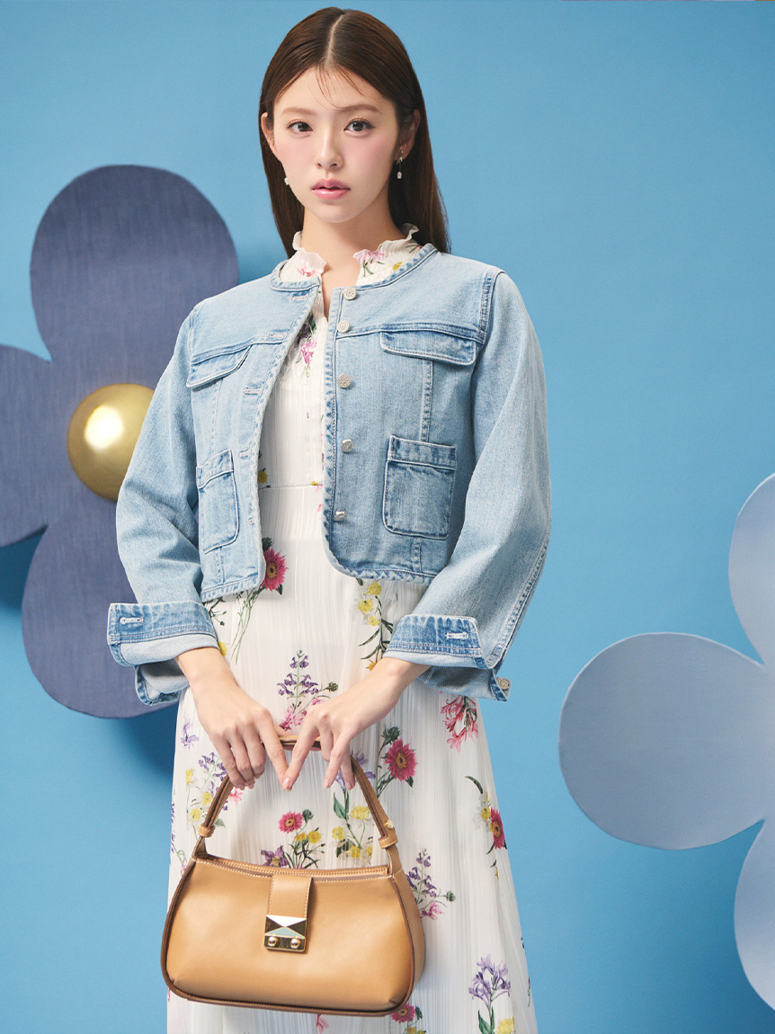 ノーカラーデニムジャケット(ジャケット・ブルゾン)｜OUTER（アウター