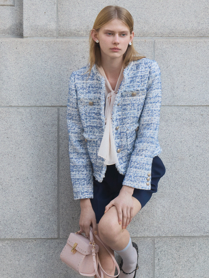 セットアップ対応】フリンジツイードジャケット(ジャケット・ブルゾン