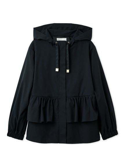 新品☆ ANAYI タフタフードブルゾン/セオリー、23区、ロペ、セルフォード UVカット】ティアードフリル撥水ブルゾン(ジャケット・ブルゾン