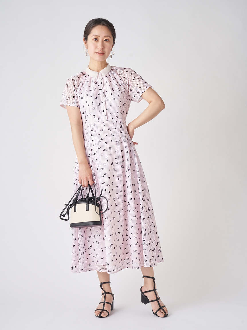 35 割引ブラック系 M 正規通販 Celford セルフォード 衿付き小花柄ワンピース ロングワンピース ワンピースブラック系m Jij Org