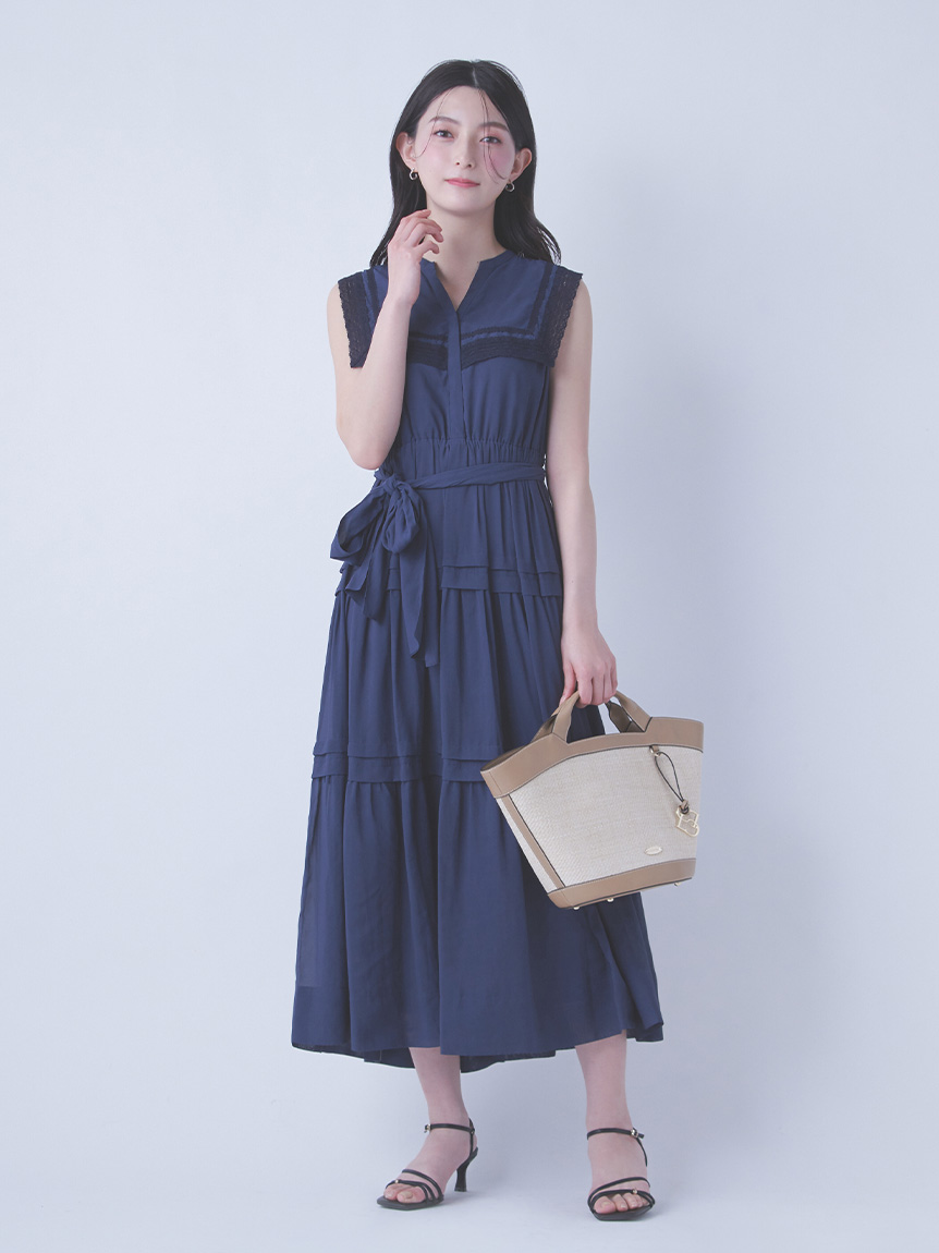 レーススクエアカラーワンピース(デイリーワンピース)｜DRESS