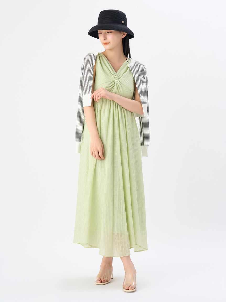 【美品】CELFORD ツイストデザインノースリワンピース ホワイト 36サイズ ツイストデザインノースリワンピース(デイリーワンピース