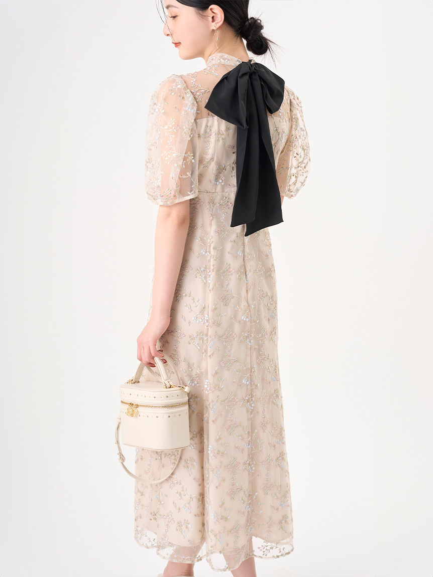 バックリボンスモールフラワードレス(オケージョンドレス