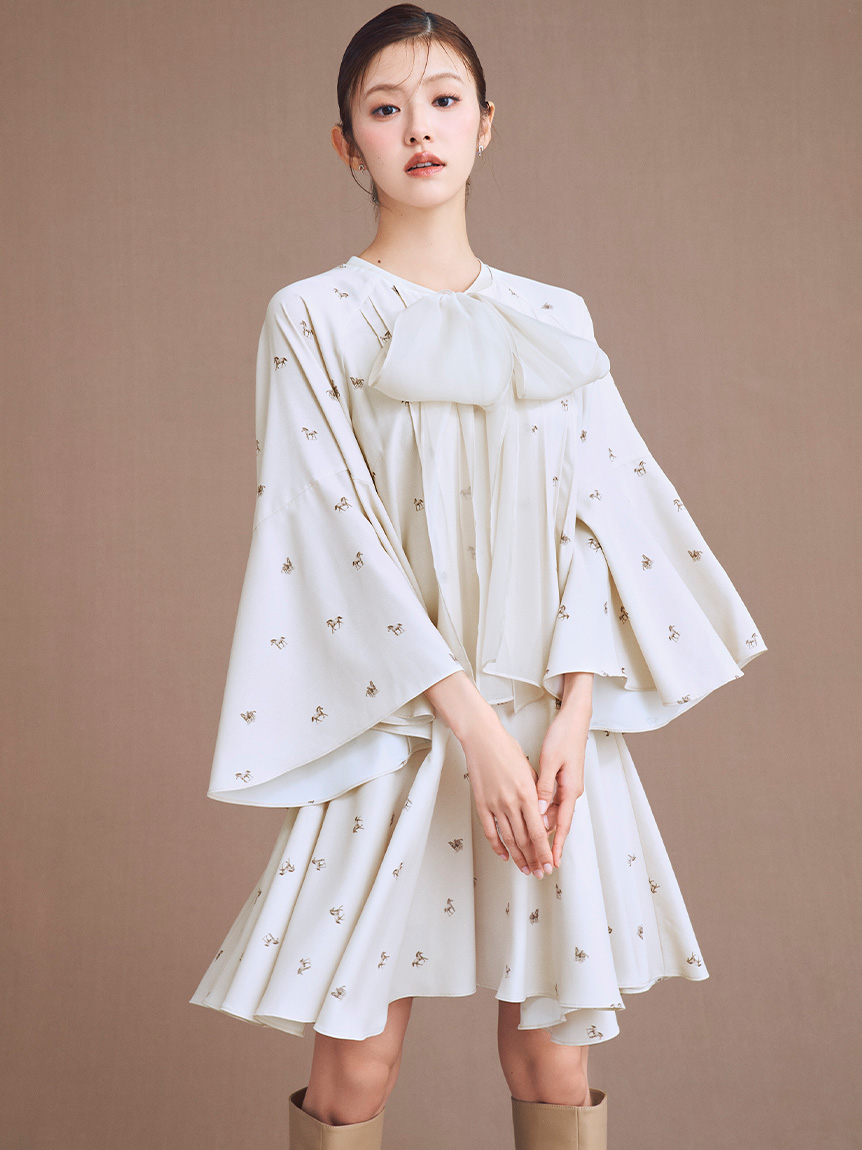 ビッグリボンフレアワンピース(デイリーワンピース)｜DRESS（ドレス