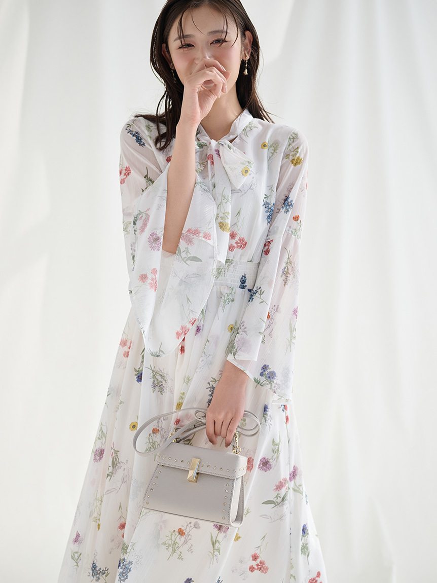 フラワープリントボウタイワンピース(デイリーワンピース)｜DRESS