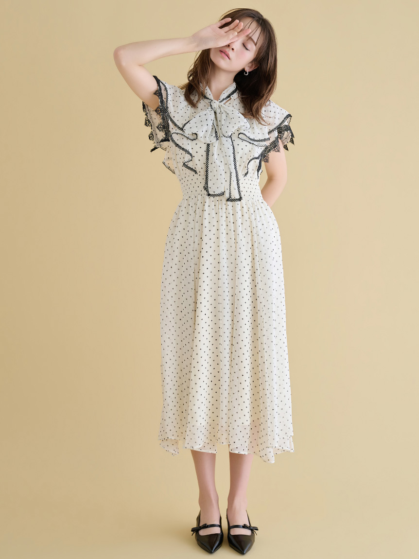 洗える】ハートドットプリントワンピース(デイリーワンピース)｜DRESS