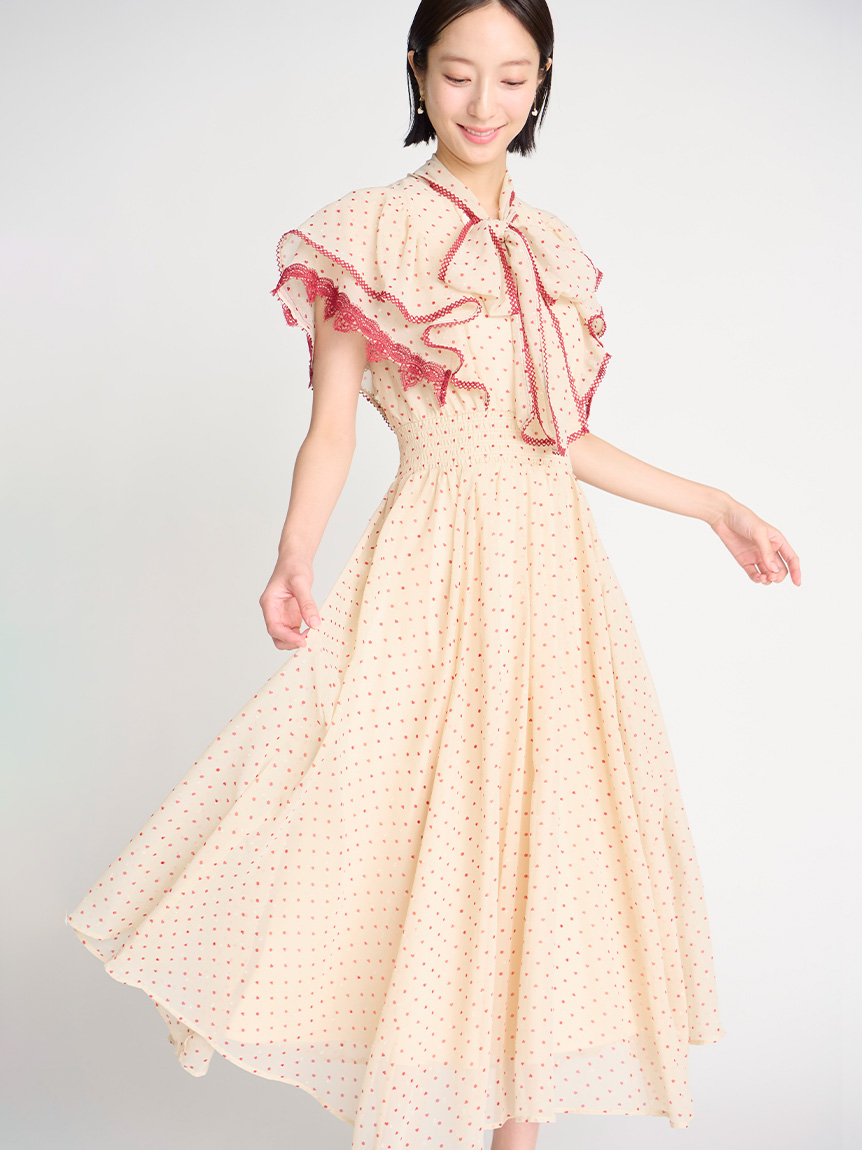 洗える】ハートドットプリントワンピース(デイリーワンピース)｜DRESS