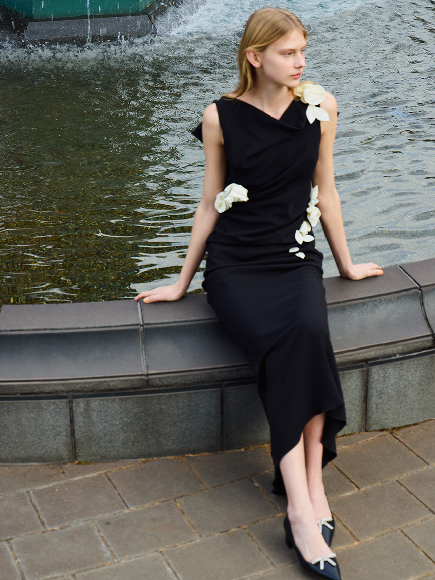 フローラルドレープマキシドレス(オケージョンドレス)｜DRESS（ドレス