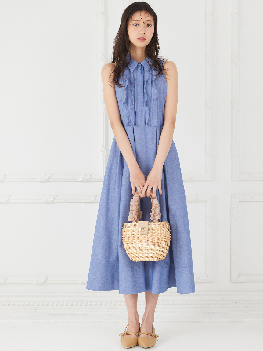 フロントフリルデザインシャツワンピース(デイリーワンピース)｜DRESS