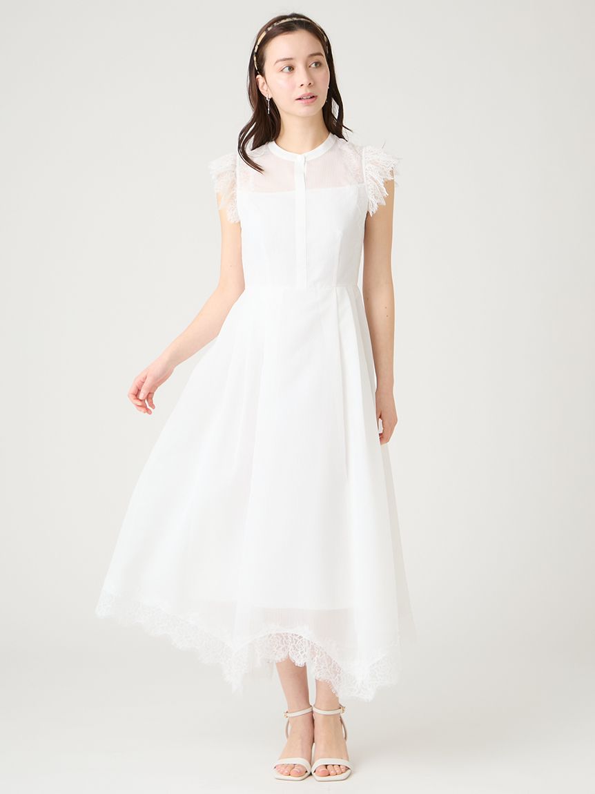 ストライプレーストリムワンピース(デイリーワンピース)｜DRESS