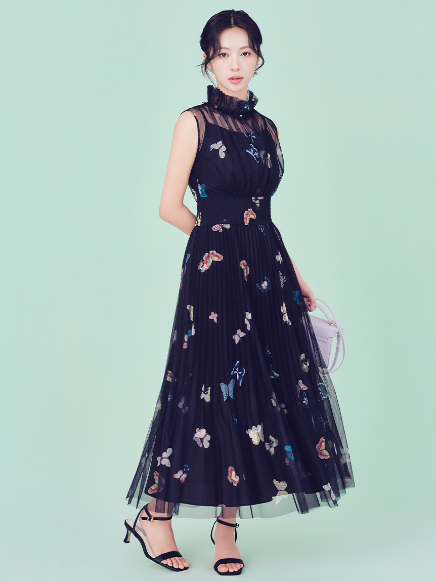 洗える】【HANAE MORI×CELFORDコラボ】バタフライプリントワンピース