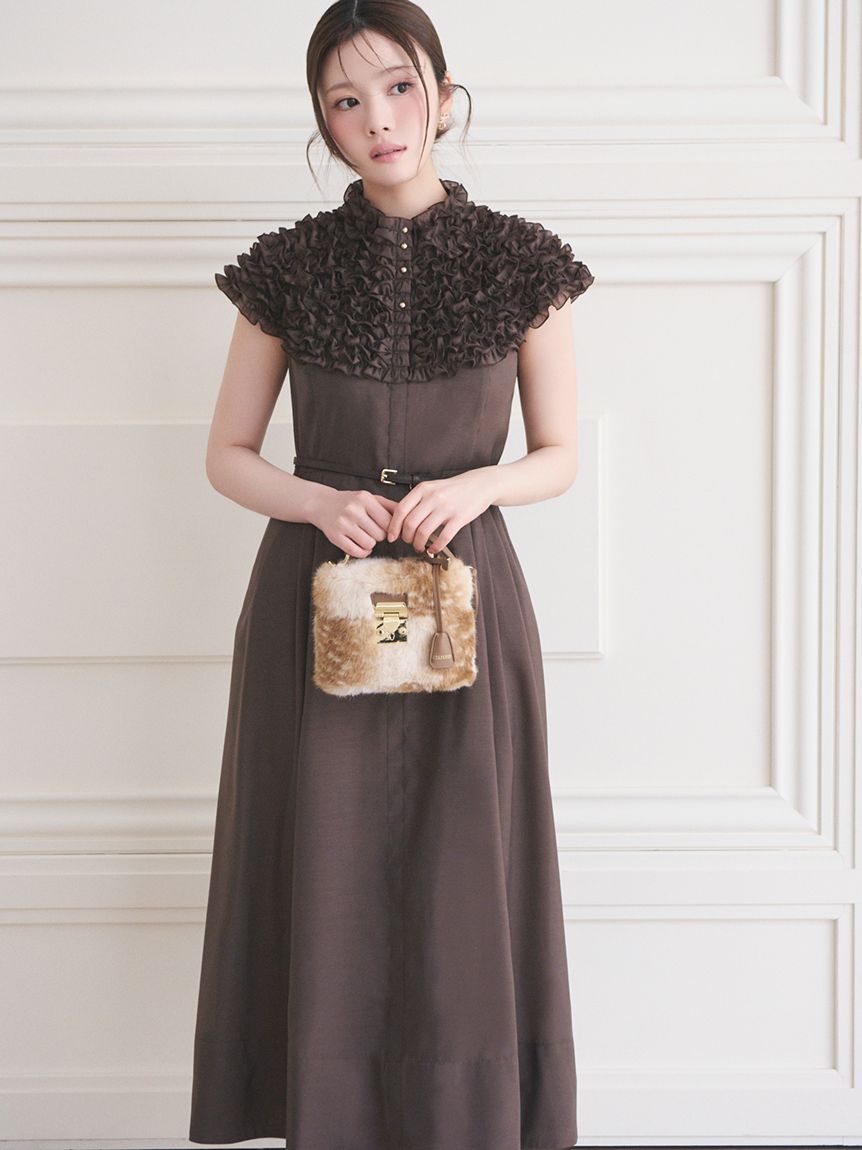 フロント釦フリルシャツワンピース(デイリーワンピース)｜DRESS