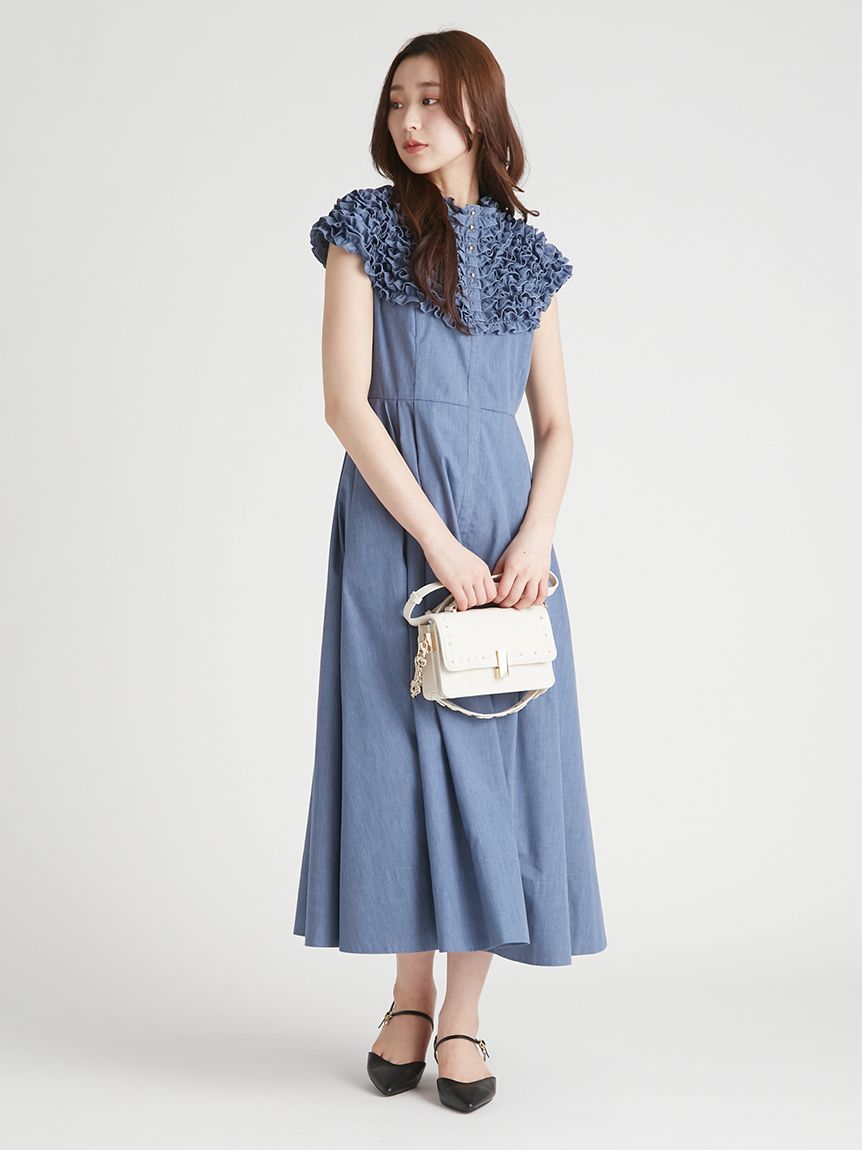 フロント釦フリルシャツワンピース(デイリーワンピース)｜DRESS