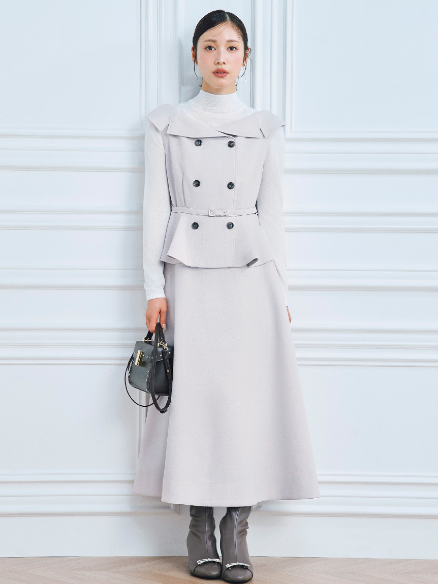 トレンチワンピース×ハイネックニットセット(ロングワンピース)｜DRESS
