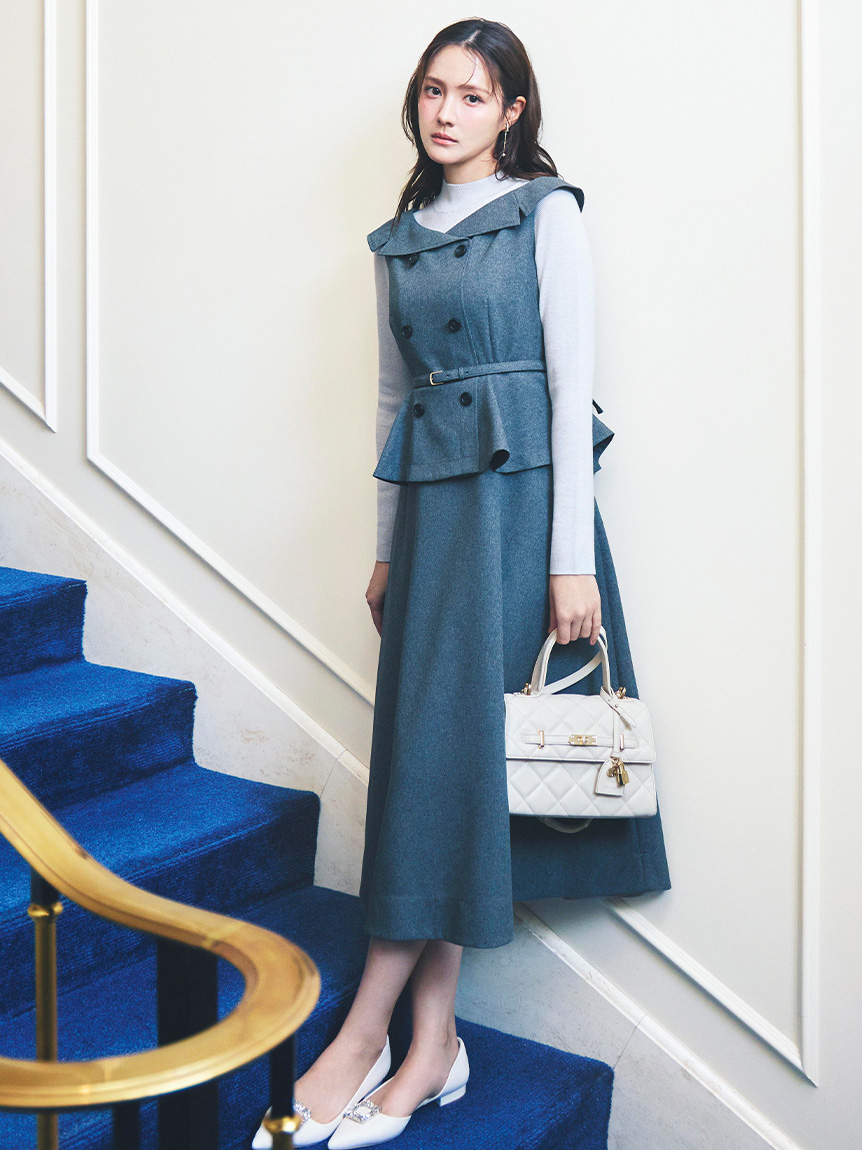 トレンチワンピース×ハイネックニットセット(ロングワンピース)｜DRESS