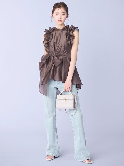 ハイウエストフレアデニムパンツ(ロングパンツ)｜PANTS（パンツ