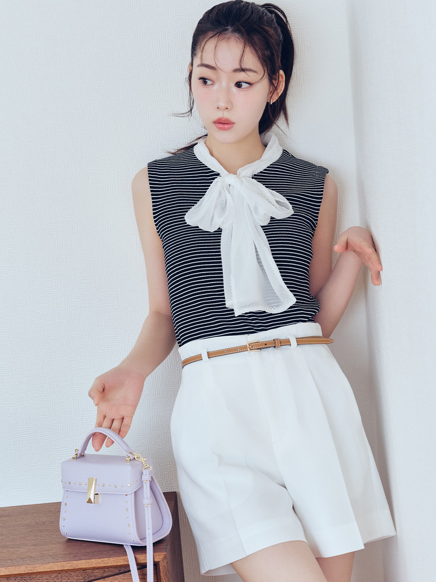 【クイックドライ】ベルト付きカラミショートパンツ