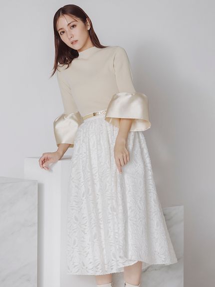 Sサイズ【新品未使用】LINKABLE フラワージャガードスカート　ホワイト　S