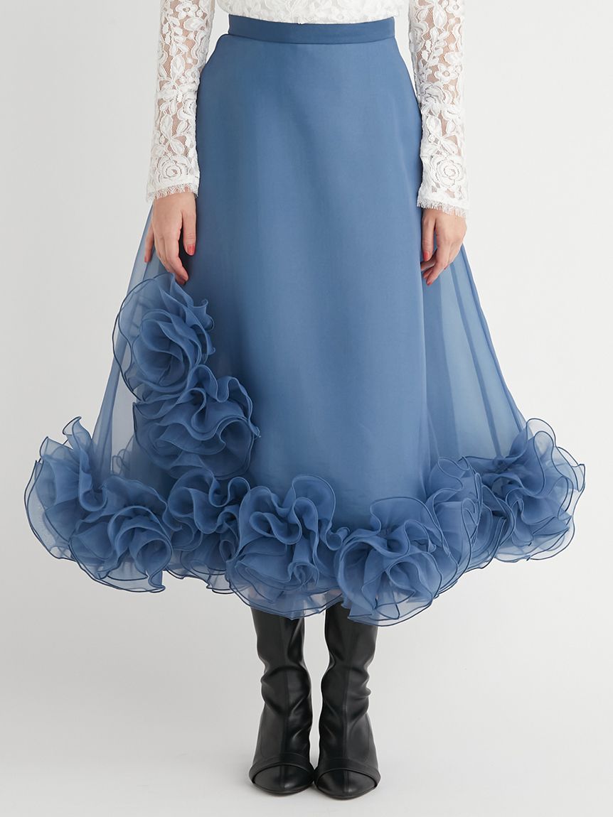 YUMI KATSURA for CELFORD】ローズシアーフレアスカート(SKIRT