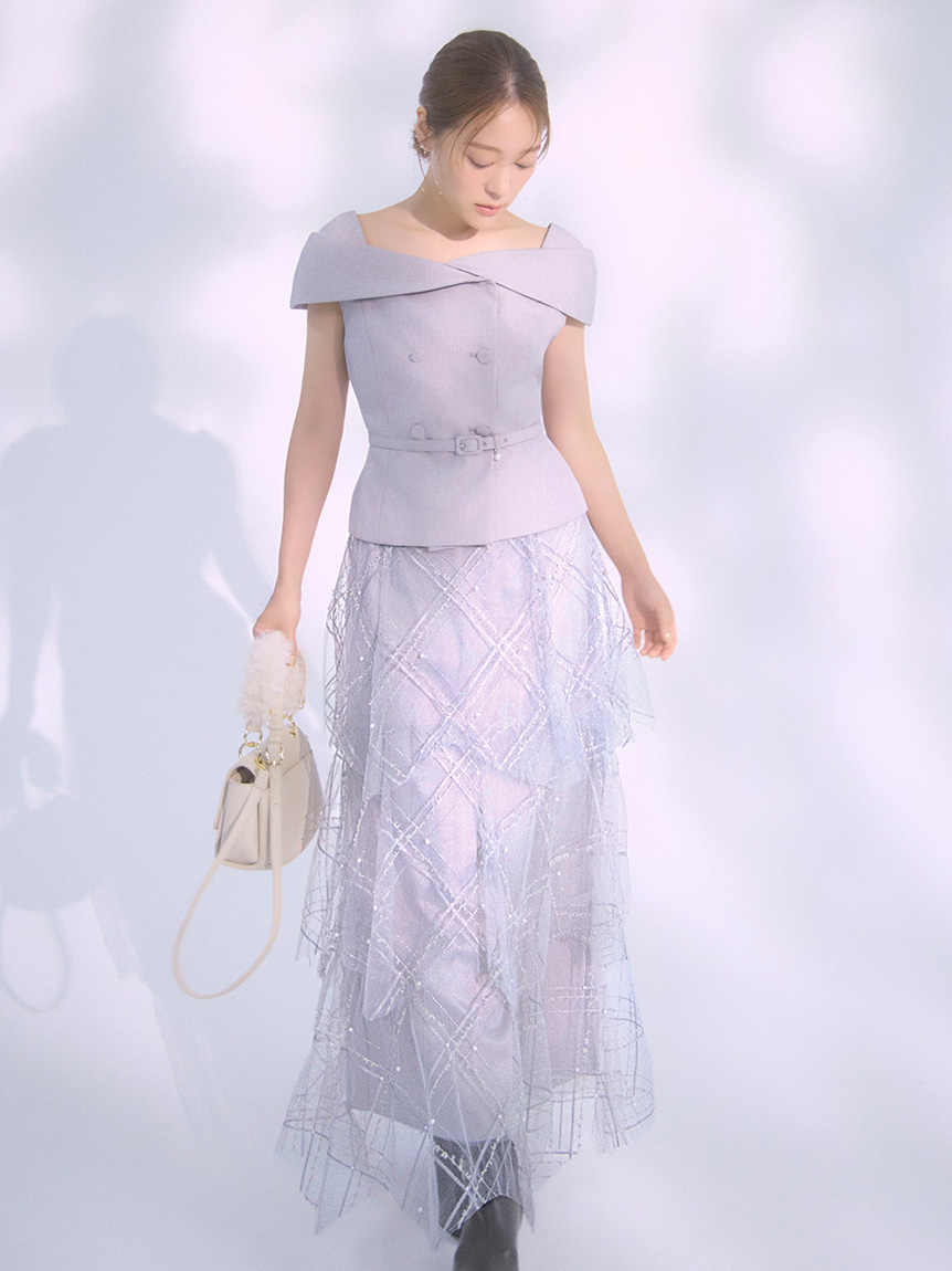 CELFORD  パール付きフレアスカート HANAE MORI×CELFORDコラボ】パールスカート(SKIRT（スカート