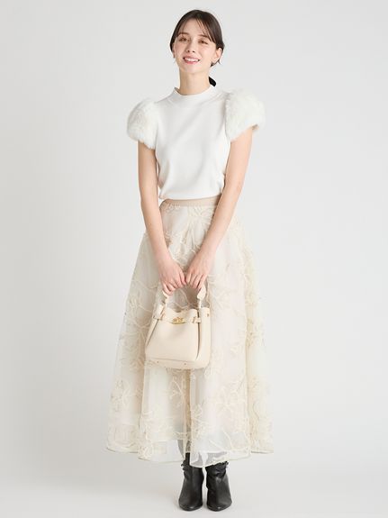 ブラッシュドエンブロイダリースカート(SKIRT（スカート