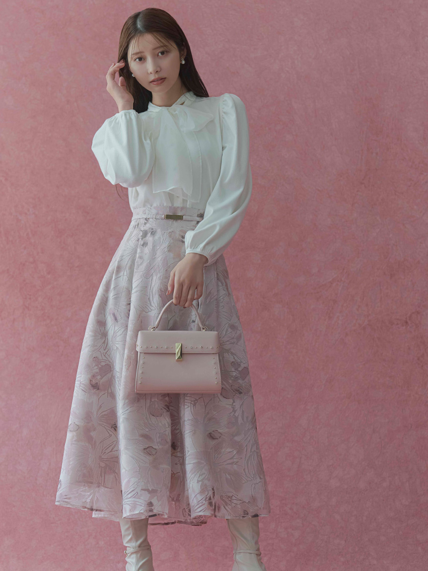 ベルト付きフラワープリントスカート(SKIRT（スカート