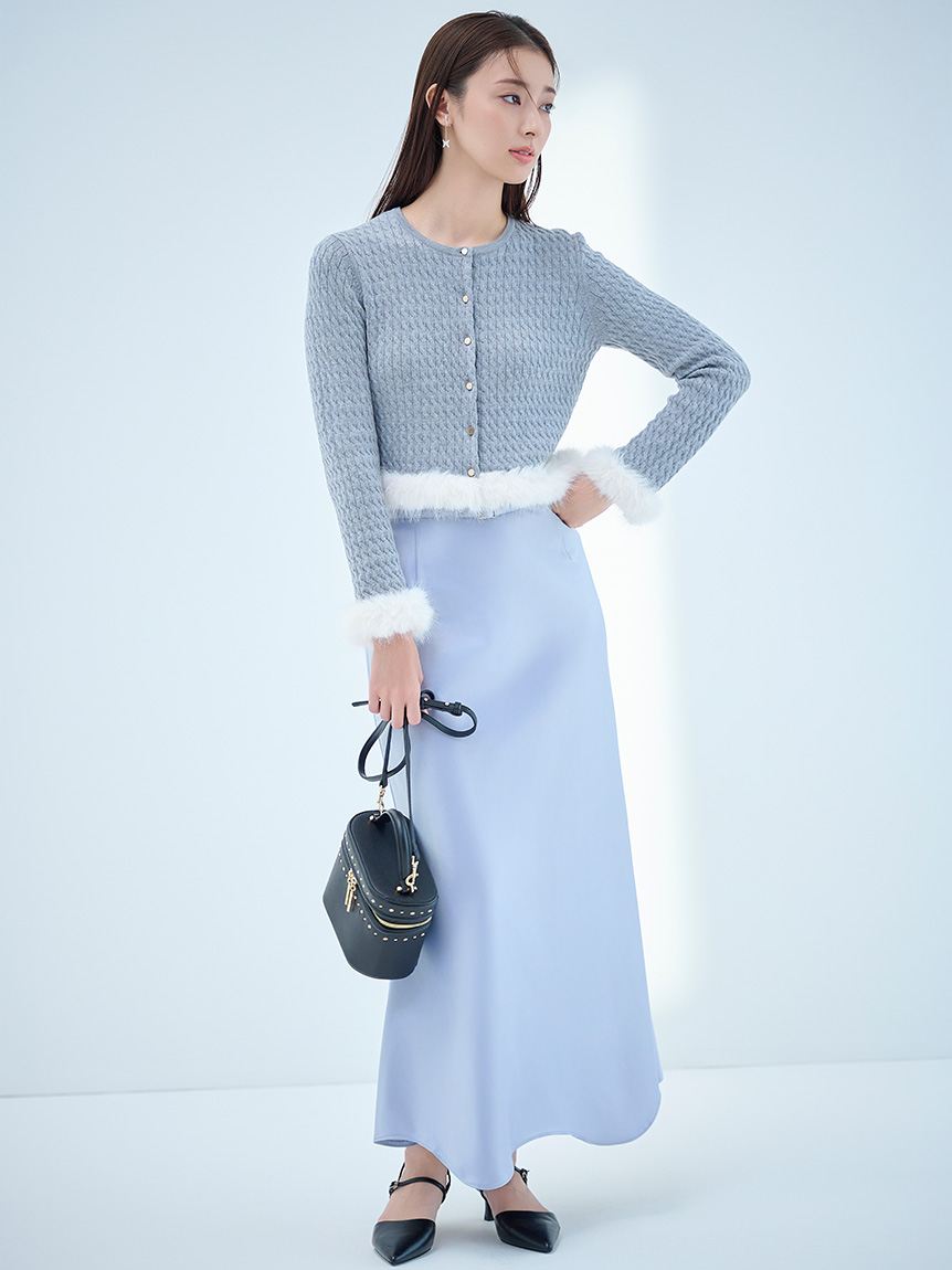 新品　セルフォード　花柄　ベルト付きフレアスカート　サックスブルーホワイト ベルト付きフレアスカート(SKIRT（スカート）)｜CELFORD（セル