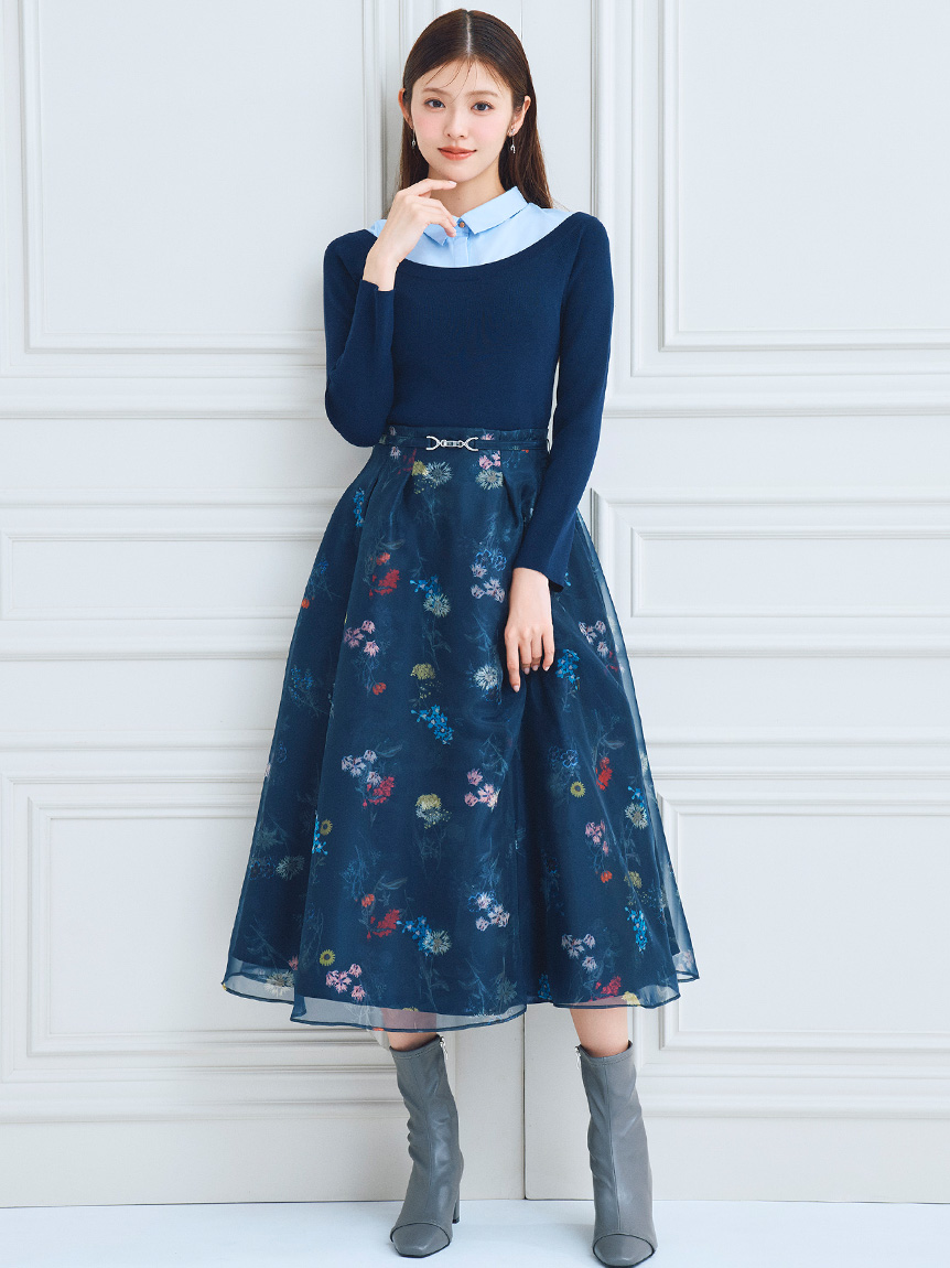 【超美品】セルフォード コラボプリントスカート 新品・未使用 CELFORD 石井美保&ROSYコラボ プリントプリーツ