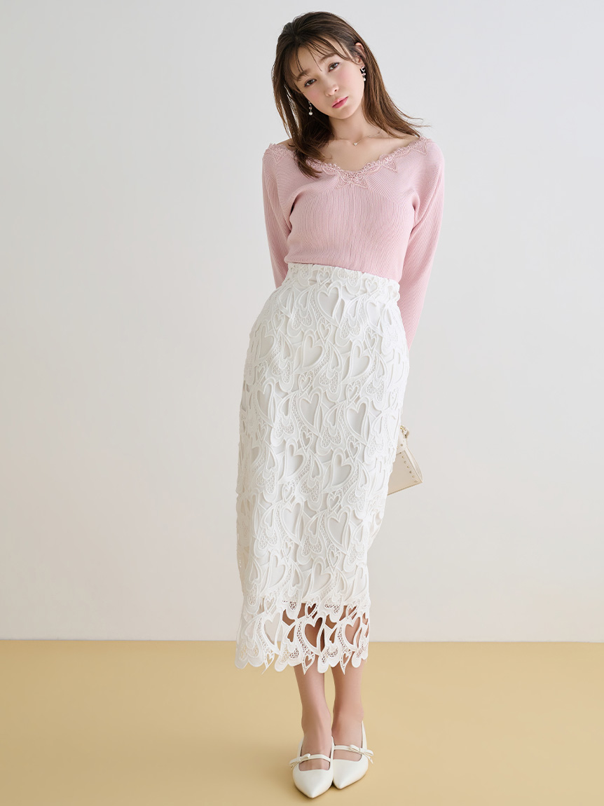 WEB限定サイズ】ハートレースタイトスカート(SKIRT（スカート