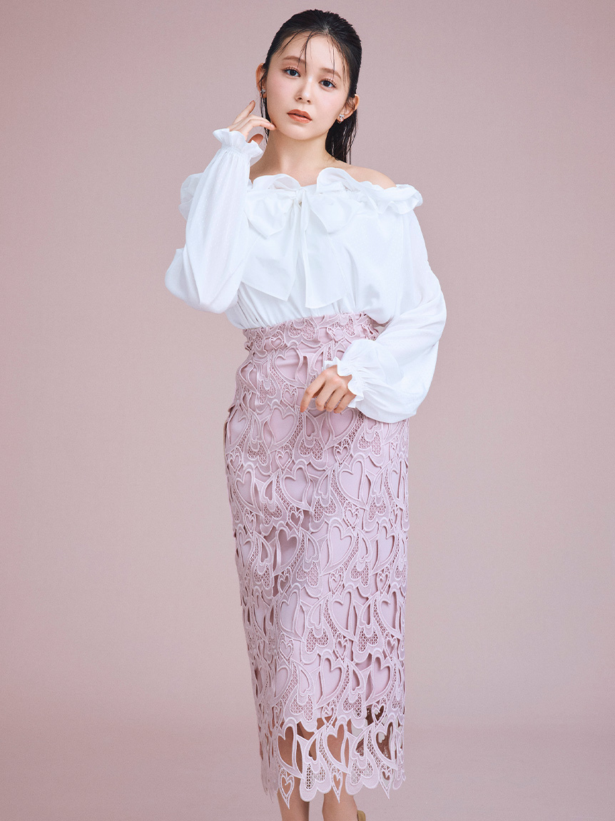 WEB限定サイズ】ハートレースタイトスカート(SKIRT（スカート