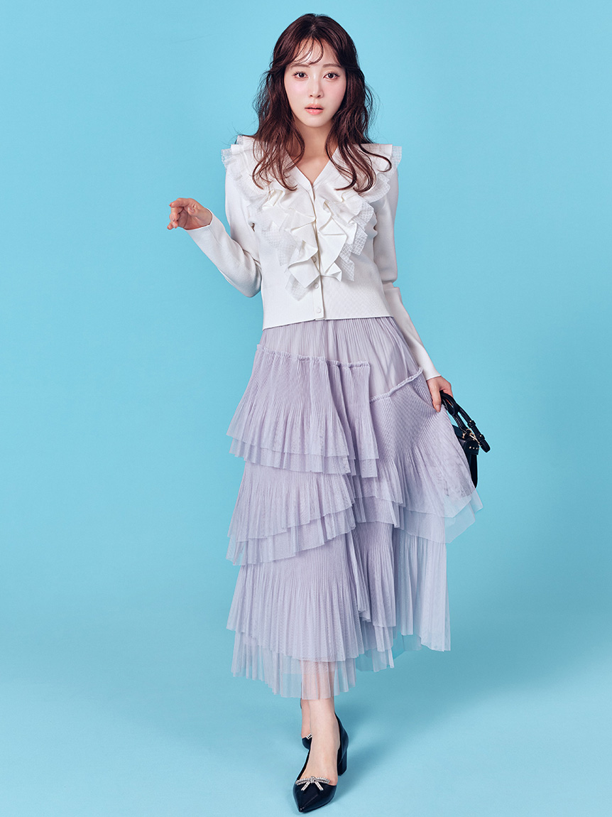 洗える】ランダムチュールプリーツスカート(SKIRT（スカート