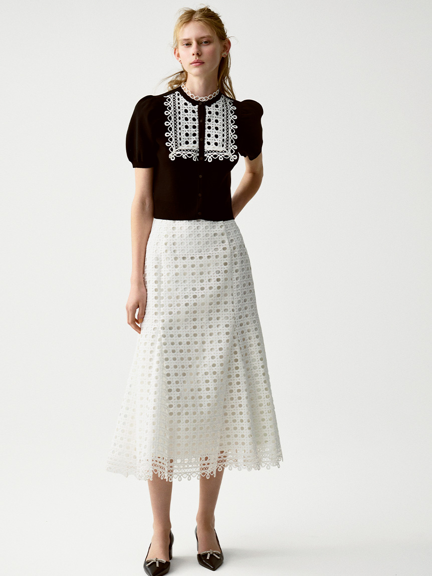 セットアップ対応】ジオメトリックパターンレーススカート(SKIRT