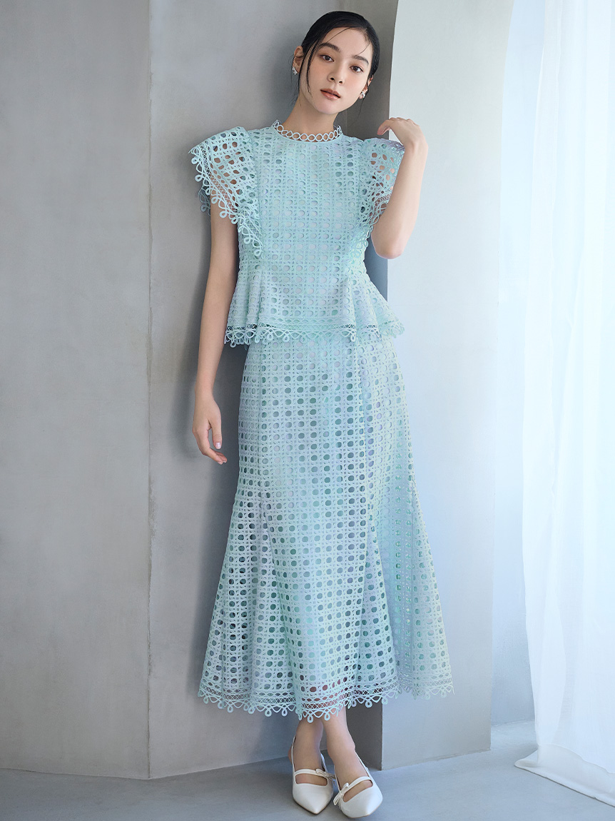 セットアップ対応】ジオメトリックパターンレーススカート(SKIRT