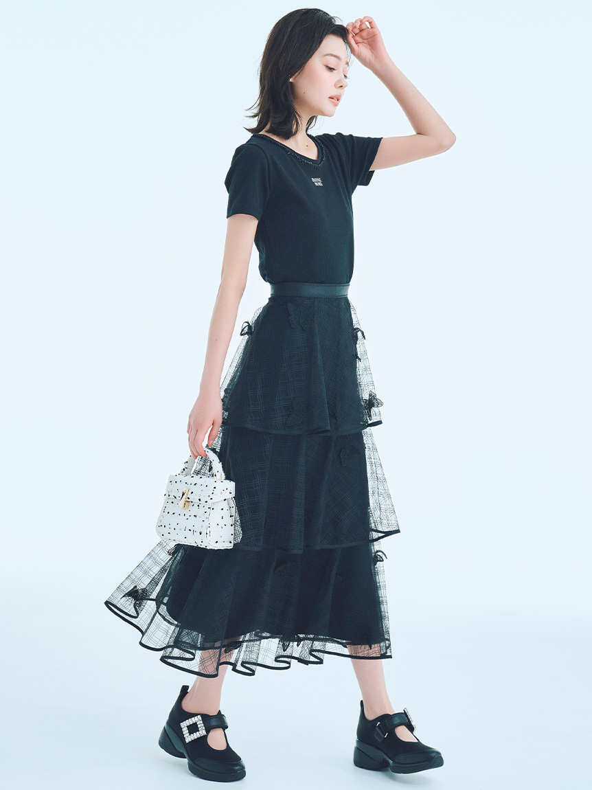 HANAE MORI×CELFORDコラボ】バタフライモチーフティアードスカート
