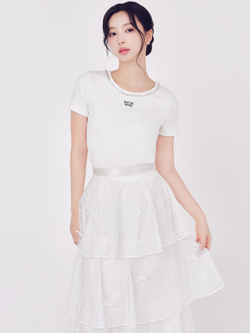 HANAE MORI×CELFORDコラボ】バタフライモチーフティアードスカート