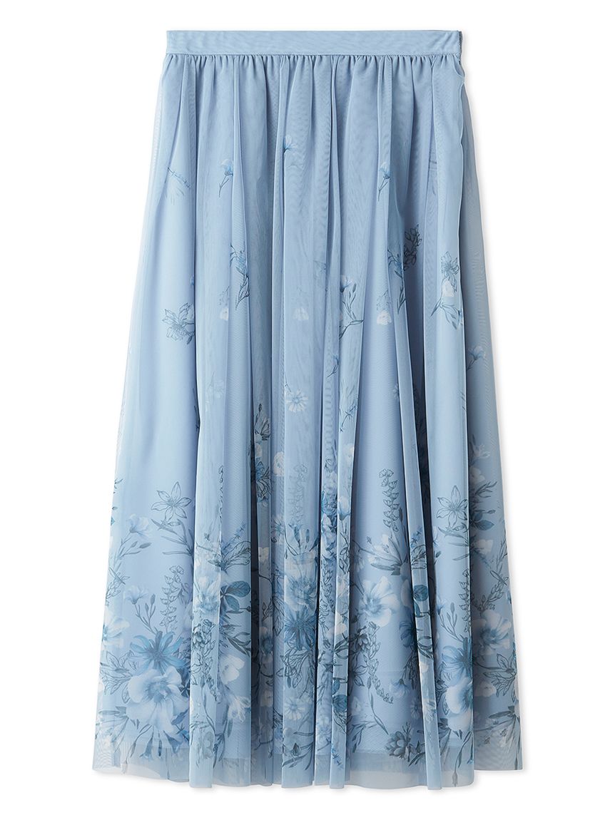 パネルフラワープリントチュールスカート(ロングスカート)｜SKIRT