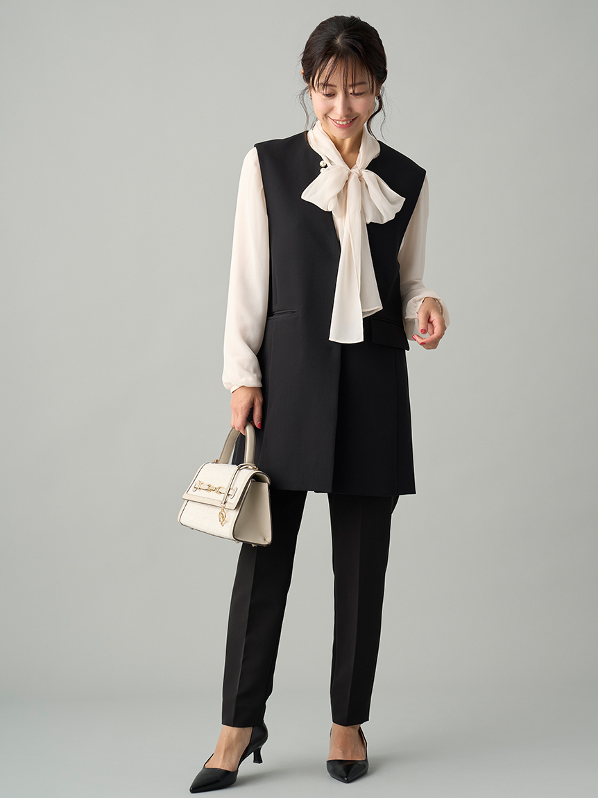 CELFORD フリルパールネックロングジレ CELFORD（セルフォード）の「フリルパールネックロングジレ（ベスト