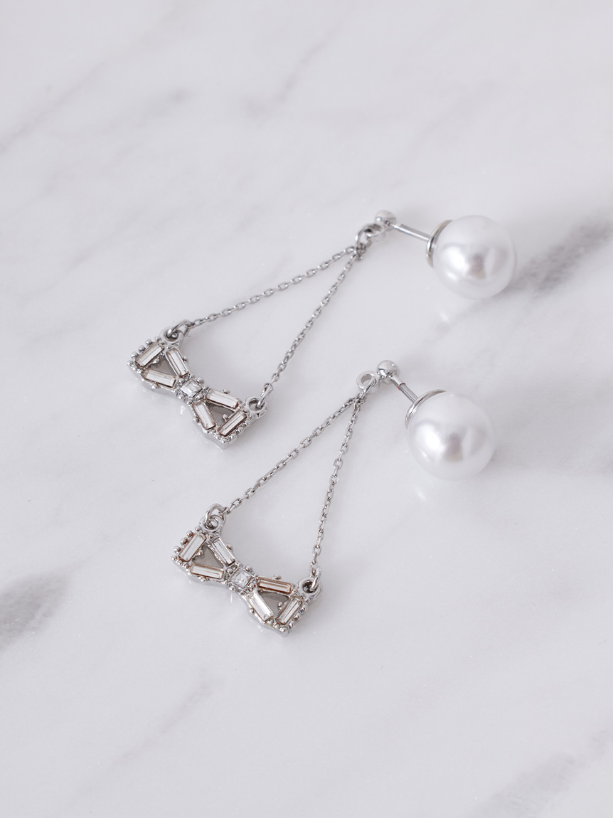 クリスタルリボン♡ピアス　専用 クリスタルムーンリボンピアス[品番：RJTW0002069]｜ROJITA