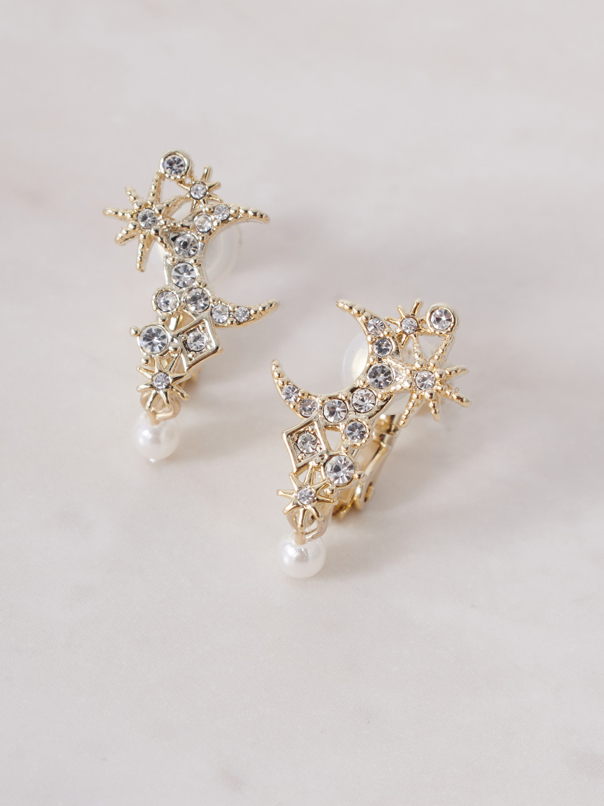 ムーン＆スターパール付きイヤリング(ピアス・イヤリング