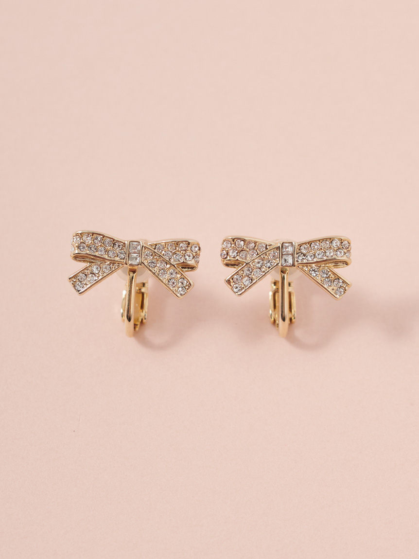 リボンビジューイヤリング(ピアス・イヤリング)｜ACCESSORIES